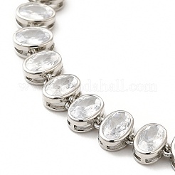 Clear Cubic Zirconia Oval Link Chain Necklace&nbsp;NJEW-E074-02P