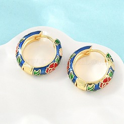 Brass Enamel Hoop Earrings&nbsp;KK-CBA8324-13G-02