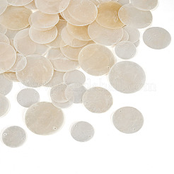 90Pcs 3 Styles Natural Capiz Shell Disc Connector Charms&nbsp;BSHE-MB0001-01