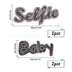 4Pcs 2 Style Word Baby & Selfie Glitter Hotfix Rhinestone&nbsp;DIY-FH0003-57