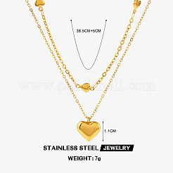 Stainless Steel Double Layer Heart Pendant Necklaces for Women&nbsp;FS-WG1E710-01