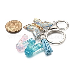 26Pcs Transparent Epoxy Resin & Transparent Acrylic & Faux Suede Tassel Keychain&nbsp;KEYC-JKC01202-23