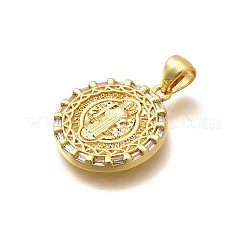 Religion Themed Rack Plating Brass Micro Pave Cubic Zirconia Pendants&nbsp;KK-L226-007G-18