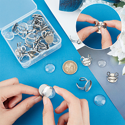 DIY Blank Dome Open Ring Making Kit&nbsp;DIY-UN0005-17