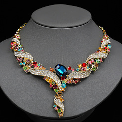 Twist Zinc Alloy Rhinestone & Glass Pendant Necklaces & Stud Dangle Earrings Sets&nbsp;FS-WGA0BF7-02