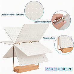 Felt with Iron Desktop Brooch Organizer Stands with Wooden Base&nbsp;ODIS-SC0001-12