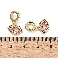 Brass Micro Pave Old Rose Cubic Zirconia European Dangle Charms&nbsp;KK-P345-43G