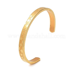 Ion Plating(IP) 304 Stainless Steel Star Cuff Bangles&nbsp;BJEW-F464-G-01
