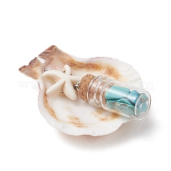 7Pcs 7 Styles Natural Scallop Shell & Dyed Synthetic Turquoise Starfish Pendants&nbsp;PALLOY-JF03564-02