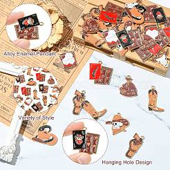 36Pcs 9 Styles Western Cowboy Hat Boots Money Bag Skull Alloy Enamel Pendants&nbsp;FIND-CJ0004-79