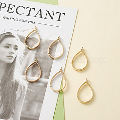 Rack Plating Alloy Teardrop Open Back Bezel Pendants&nbsp;PALLOY-TA0001-09G