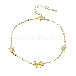 Brass Butterfly Link Bracelets&nbsp;KK-CBAFF9E-01G