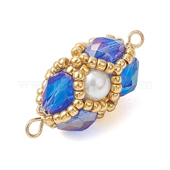 Glass Beaded Oval Connector Charms&nbsp;PALLOY-MZ01233-02