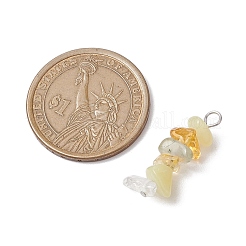 Natural Quartz Crystal & Lemon Jade & Citrine & Prehnite Chip Beaded Pendants&nbsp;PALLOY-JF02884-01