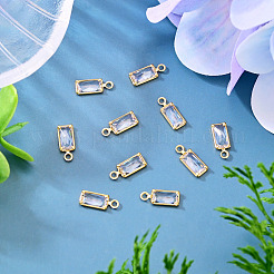 10Pcs Brass Pave Cubic Zirconia Rectangle Charms&nbsp;KK-TADJ0001-29