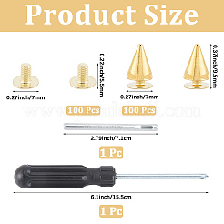 100 Bags Alloy Spiked Cone Rivets for Bag Decoration&nbsp;FIND-CL0002-06G