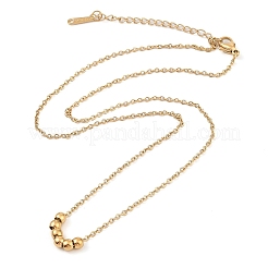304 Stainless Steel Cable Chain Round Beads Pendant Necklaces for Women&nbsp;NJEW-Z047-02G