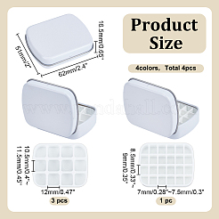 4Pcs 4 Styles Rectangle Iron Platic Tin Cans with Hinged Lid&nbsp;CON-AR0001-15
