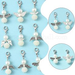 14Pcs 7 Styles ABS Plastic Imitation Pearl & Alloy Pendant Decorations&nbsp;HJEW-FS00042-02