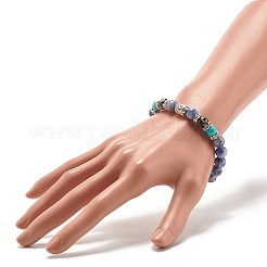 Gemstone & Agate Dzi Stretch Bracelet with Buddha Head&nbsp;BJEW-JB07710