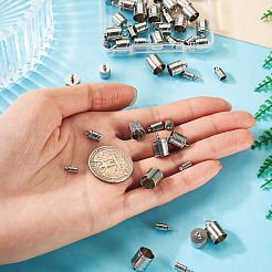 60Pc 6 Styles 201 Stainless Steel Cord Ends&nbsp;STAS-TA0002-98