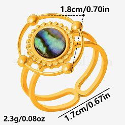 304 Stainless Steel with Natural Shell Cuff Open Rings for Women&nbsp;SL7571-4