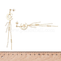 304 Stainless Steel & Brass Dangle Stud Earrings&nbsp;EJEW-TA00807