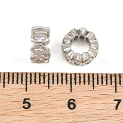 Brass Micro Pave Clear Cubic Zirconia European Beads&nbsp;CU-CBA6A75-15P