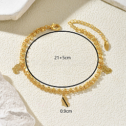 Beach Vacation Brass Double Layer Heart Charm Anklets for Women&nbsp;MV7026
