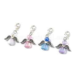 32Pcs 4 Colors Angel Transparent Acrylic with Alloy Pendant Decorations&nbsp;HJEW-FS00040-01