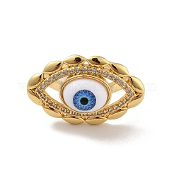 Cubic Zirconia Horse Eye Open Cuff Ring with Acrylic&nbsp;RJEW-B042-03G-03