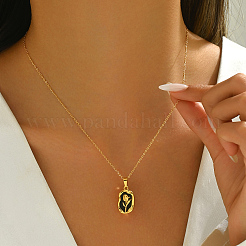 Stainless Steel Enamel Flower Pendant Necklaces for Women Daily Wear&nbsp;VT0532