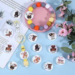 16Pcs 8 Styles Printed Food Grade Eco-Friendly Silicone Focal Beads&nbsp;SIL-SZ0001-45B