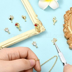 8Pcs 4 Styles Brass Micro Pave Clear Cubic Zirconia Charms&nbsp;KK-CJ0002-99