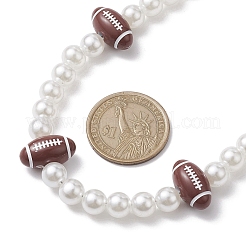 Plastic Imitation Pearl with Acrylic Sports Ball Beaded Necklaces for Women&nbsp;NJEW-JN04660