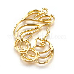 Zinc Alloy Open Back Bezel Pendants&nbsp;PALLOY-WH0039-06G-B