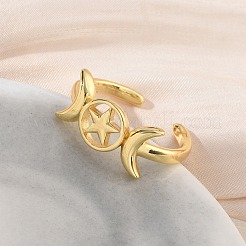 Brass Cuff Open Rings for Women&nbsp;RJEW-L343-10G