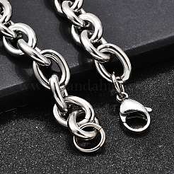 304 Stainless Steel Cable Chain Bracelets for Women&nbsp;BJEW-Q050-01C-P