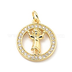 Brass Micro Pave Clear Cubic Zirconia Pendants&nbsp;KK-G416-06G