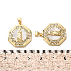Brass Micro Pave Cubic Zirconia Pendants&nbsp;KK-U070-13B-G