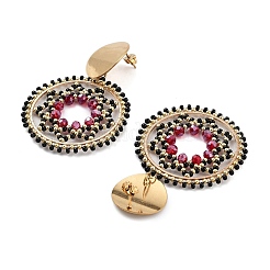 Glass Seed Bead Dangle Stud Earrings&nbsp;EJEW-MZ00286-01