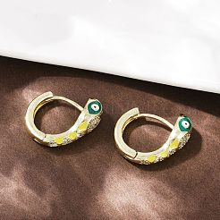 Brass Micro Pave Cubic Zirconia Hoop Earrings&nbsp;EJEW-B146-02G