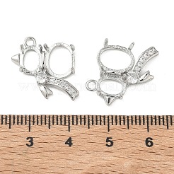 Brass Micro Pave Clear Cubic Zirconia Pendant Cabochon Settings&nbsp;KK-C259-07P