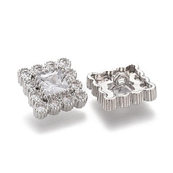 Brass Micro Pave Clear Cubic Zirconia Shank Buttons&nbsp;KK-H738-16P