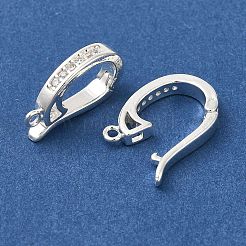 Rack Plating Brass Micro Pave Clear Cubic Zirconia Enhancer Shortener Bails&nbsp;KK-F883-13S