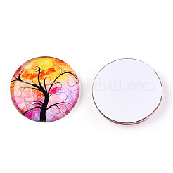 Half Round/Dome Tree Pattern Glass Flatback Cabochons for DIY Projects&nbsp;GGLA-Q037-25mm-M28-02