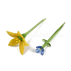 Handmade Lampwork Birthday Flower & Vase Set for Tabletop Display&nbsp;LAMP-D007-002C