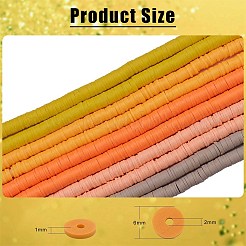 10 Strands 5 Colors Flat Round Handmade Polymer Clay Beads&nbsp;CLAY-SZ0002-02A