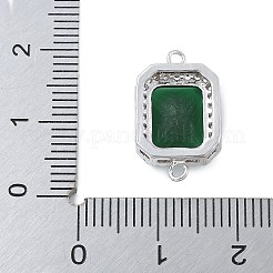 Rack Plating Brass Micro Pave Clear Cubic Zirconia Rectangle Connector Charms&nbsp;KK-A234-028P-01