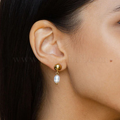 Oval 304 Stainless Steel Dangle Stud Earrings&nbsp;NE0057